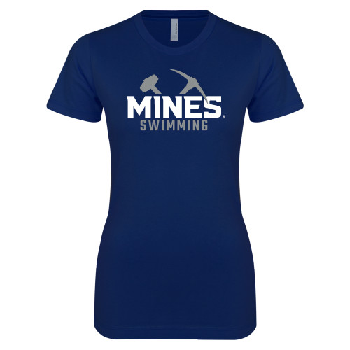  Next Level Womens Navy Boyfriend Tee - Colorado School of Mines Swimming