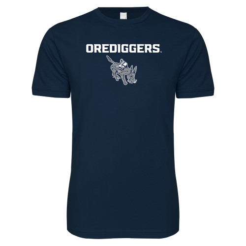  Next Level Navy SoftStyle T Shirt - Colorado School of Mines Blaster the Burro Mascot with Orediggers