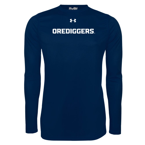  Under Armour Navy Long Sleeve Tech Tee - UA - Colorado School of Mines Orediggers Wordmark