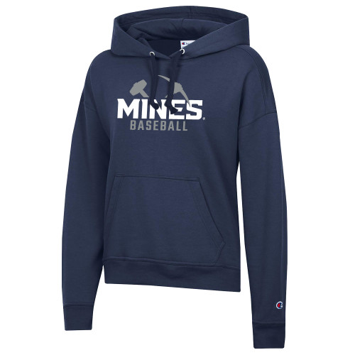  Champion Womens Navy Powerblend Pullover Hood - Colorado School of Mines Baseball