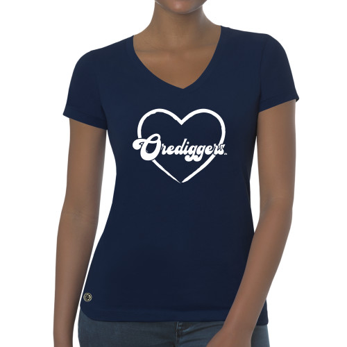  Fall Rush Ladies Navy V Neck Tee - Orediggers Heart