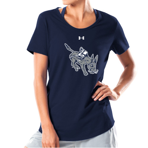  Under Armour Womens Navy Charged Cotton Tee - UA - Colorado School of Mines Blaster the Burro Mascot