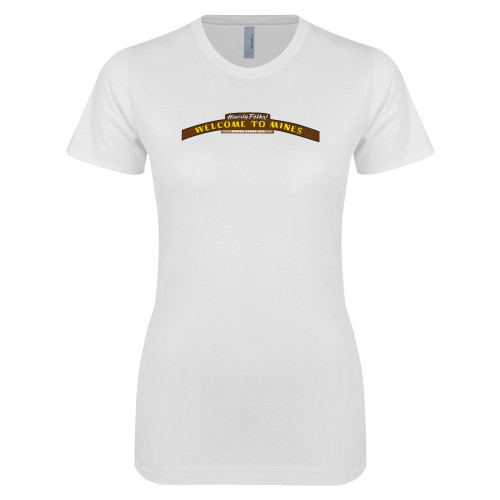  Next Level Womens White Boyfriend Tee - Welcome to Mines