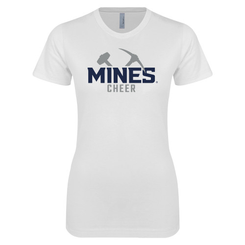  Next Level Womens White Boyfriend Tee - Colorado School of Mines Cheer