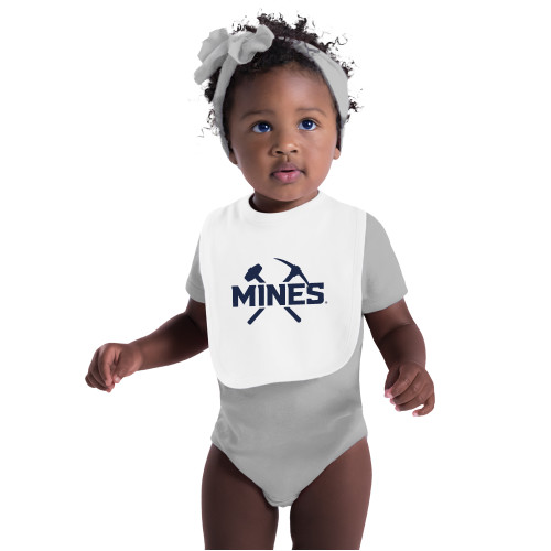  White Baby Bib - Colorado School of Mines Athletic Lockup