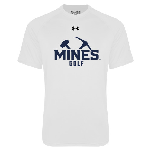  Under Armour White Tech Tee - UA - Colorado School of Mines Golf