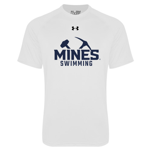  Under Armour White Tech Tee - UA - Colorado School of Mines Swimming