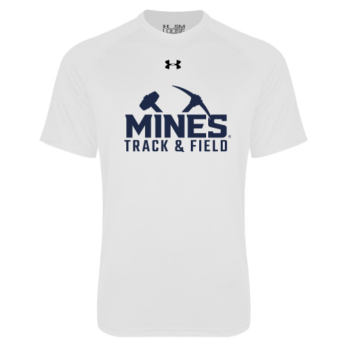  Under Armour White Tech Tee - UA - Colorado School of Mines Track and Field