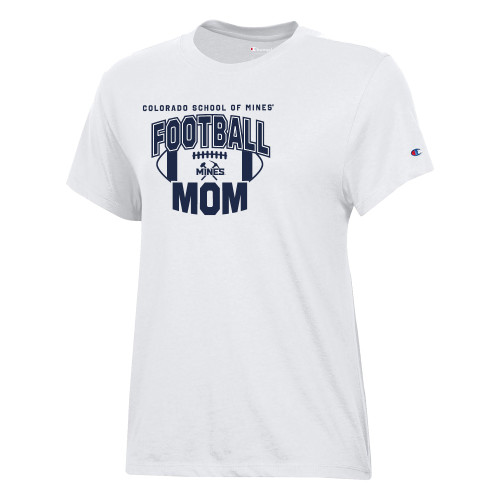  Champion Womens  White Core Short Sleeve Tee - Colorado School of Mines Football Mom