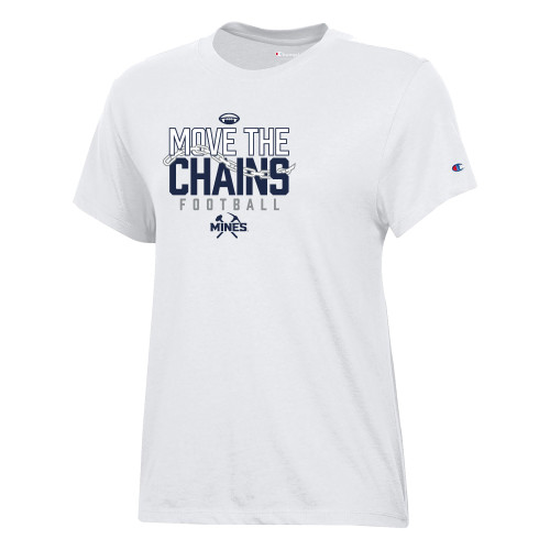  Champion Womens  White Core Short Sleeve Tee - Colorado School of Mines Move the Chains