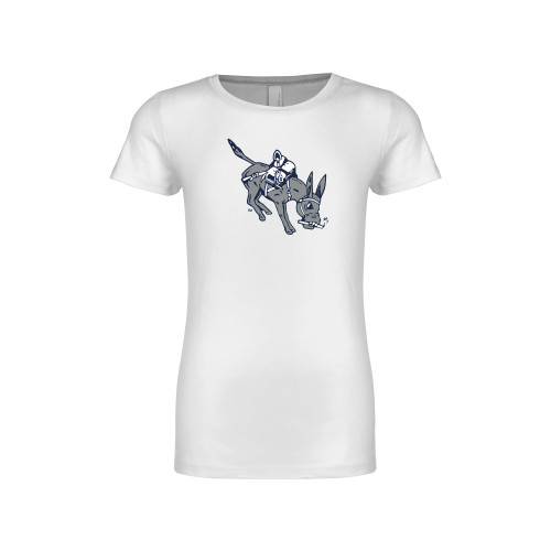  Next Level Girls White Fashion Fit T Shirt - Colorado School of Mines Blaster the Burro Mascot