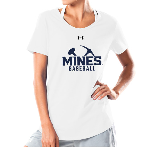  Under Armour Womens White Charged Cotton Tee - UA - Colorado School of Mines Baseball