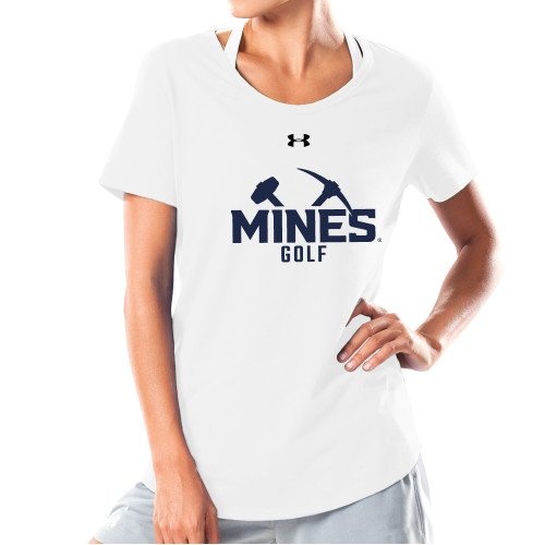  Under Armour Womens White Charged Cotton Tee - UA - Colorado School of Mines Golf