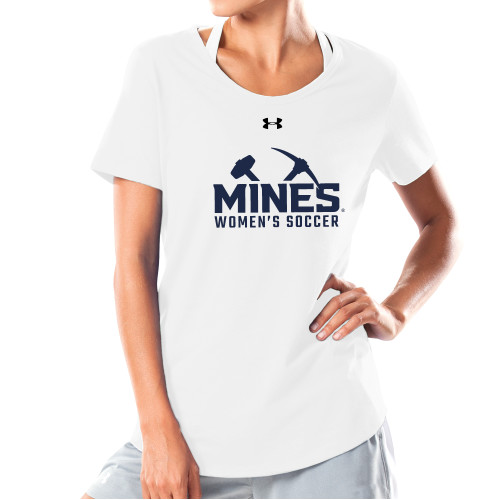  Under Armour Womens White Charged Cotton Tee - UA - Colorado School of Mines Womens Soccer