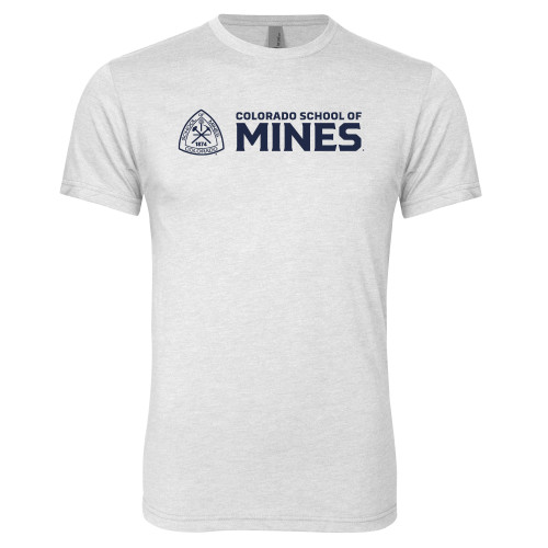  Next Level Heather White Triblend Tee - Colorado School of Mines Side Stacked