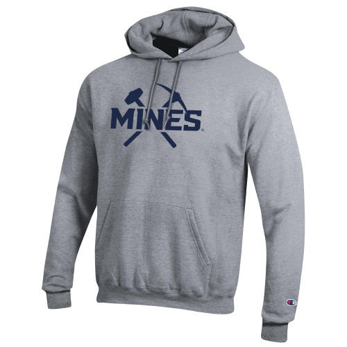  Champion Heather Grey Fleece Hoodie - Colorado School of Mines Athletic Lockup