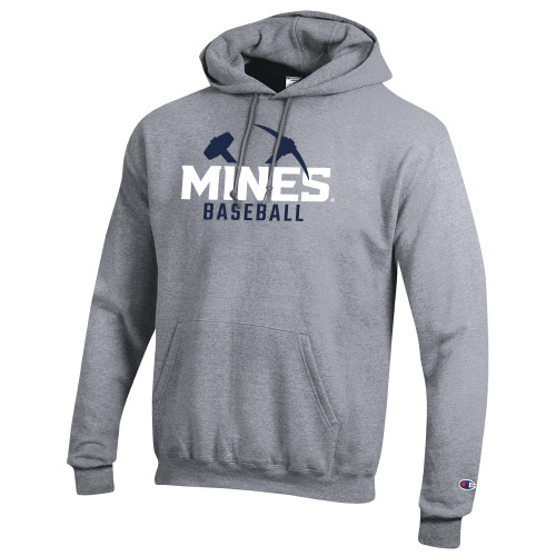  Champion Heather Grey Fleece Hoodie - Colorado School of Mines Baseball