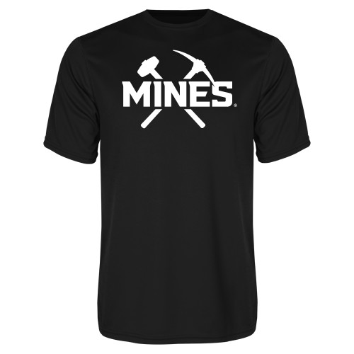  Black Performance Tee - Colorado School of Mines Athletic Lockup