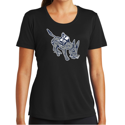  Womens Black Performance Tee - Colorado School of Mines Blaster the Burro Mascot