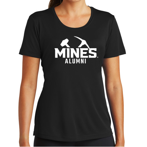  Womens Black Performance Tee - Colorado School of Mines Alumni