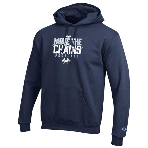  Champion Navy Fleece Hoodie - Colorado School of Mines Move the Chains