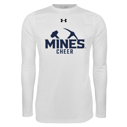  Under Armour White Long Sleeve Tech Tee - UA - Colorado School of Mines Cheer