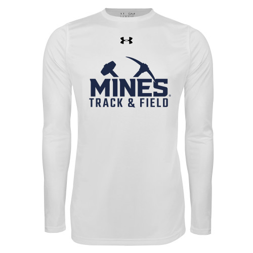  Under Armour White Long Sleeve Tech Tee - UA - Colorado School of Mines Track and Field