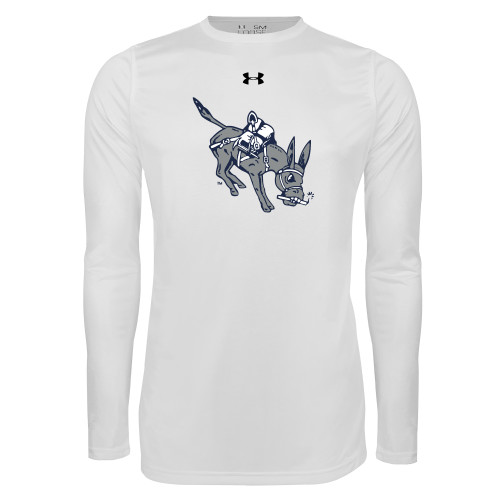  Under Armour White Long Sleeve Tech Tee - UA - Colorado School of Mines Blaster the Burro Mascot