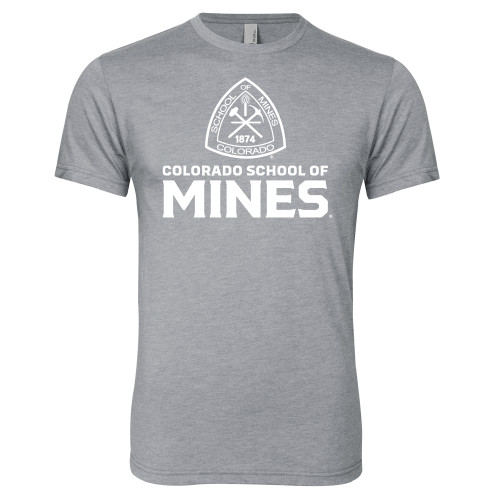  Next Level Heather Grey Triblend Tee - Colorado School of Mines Center Stacked