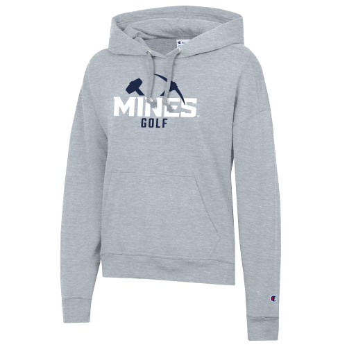  Champion Womens Oxford Grey Powerblend Pullover Hood - Colorado School of Mines Golf