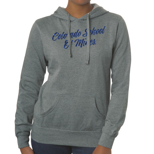  Fall Rush Ladies 60/40 Athletic Grey Fleece Hoodie - H Dark Blue Glitter