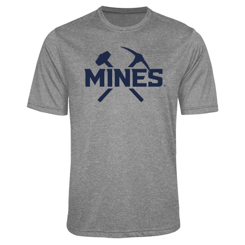  Grey Heather Performance Contender Tee - Colorado School of Mines Athletic Lockup