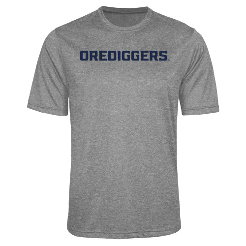  Grey Heather Performance Contender Tee - Colorado School of Mines Orediggers Wordmark