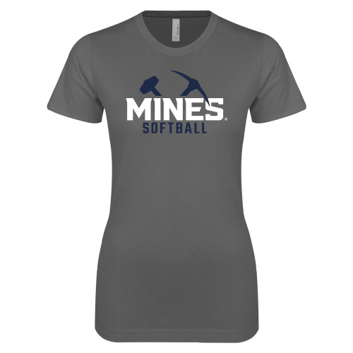  Next Level Womens Charcoal Boyfriend Tee - Colorado School of Mines Softball