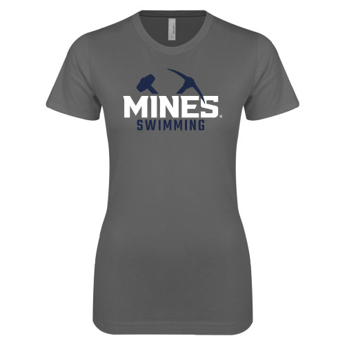 Next Level Womens Charcoal Boyfriend Tee - Colorado School of Mines Swimming