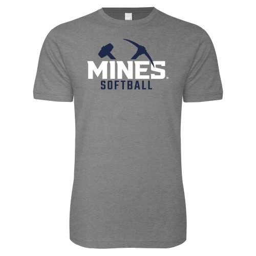  Next Level Heather Grey SoftStyle T Shirt - Colorado School of Mines Softball