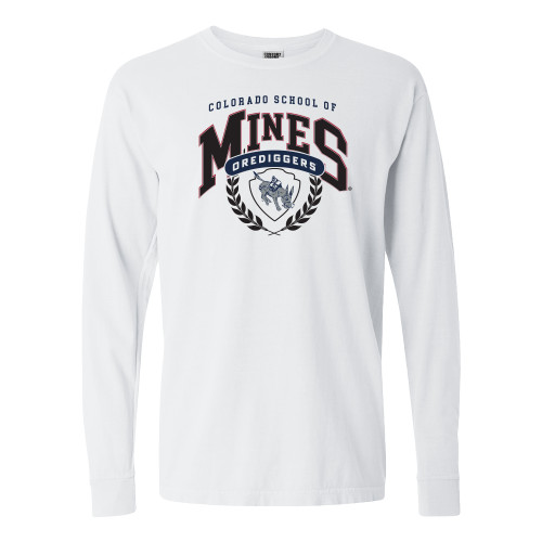  Comfort Colors White Long Sleeve T Shirt - Orediggers Seal Wreath