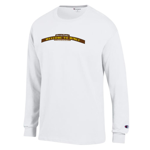  Champion White Long Sleeve T Shirt - Welcome to Mines