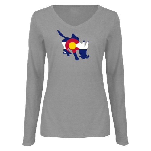  Womens Grey Long Sleeve V Neck Tee  - CSO - Colorado Blaster