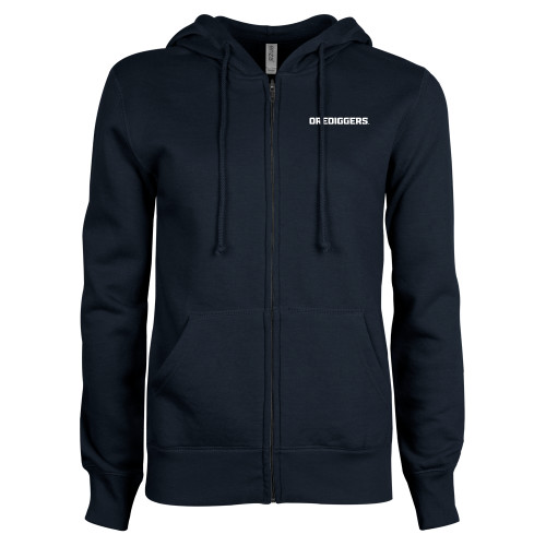  ENZA Womens Navy Fleece Full Zip Hoodie - Colorado School of Mines Orediggers Wordmark