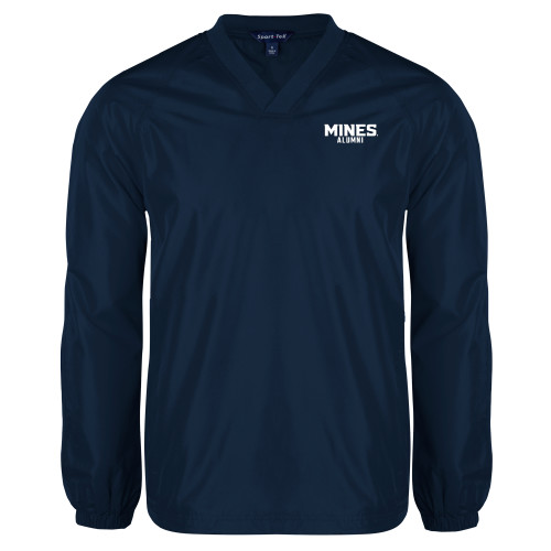  Navy V Neck Raglan Windshirt - Mines Alumni Stacked