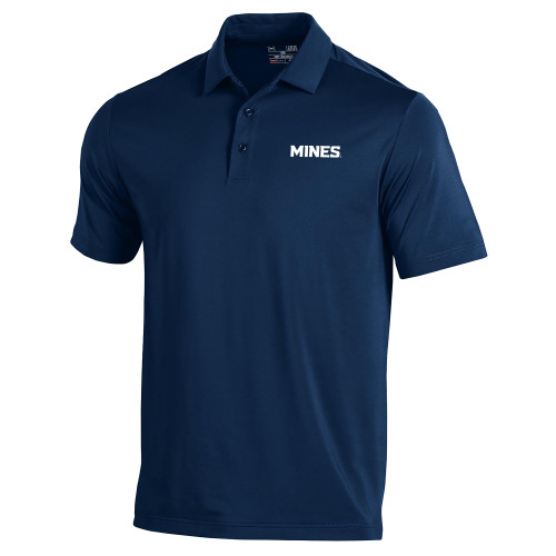  Under Armour Navy T2 Performance Polo - Mines Wordmark