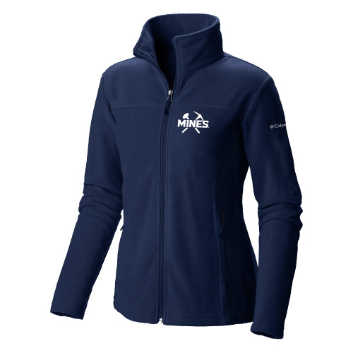  Columbia Womens Navy Full Zip Fleece Jacket - Colorado School of Mines Athletic Lockup