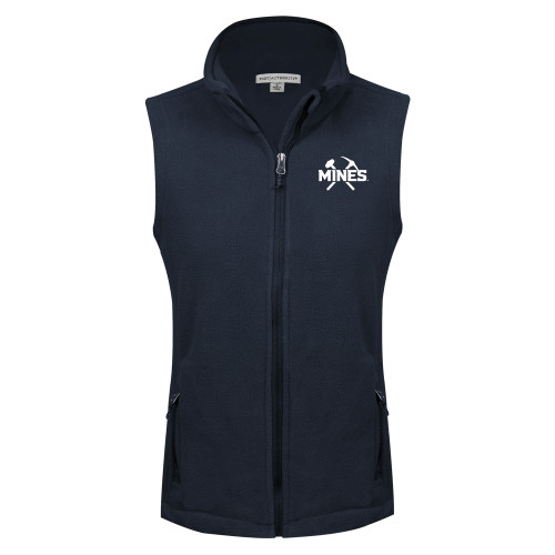  Womens Navy Fleece Full Zip Vest - Colorado School of Mines Athletic Lockup