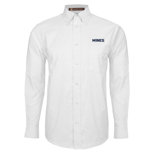  White Oxford Long Sleeve Shirt - Mines Wordmark