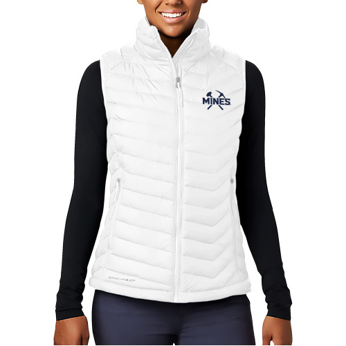  Columbia Womens White Powder Lite Vest - Colorado School of Mines Athletic Lockup