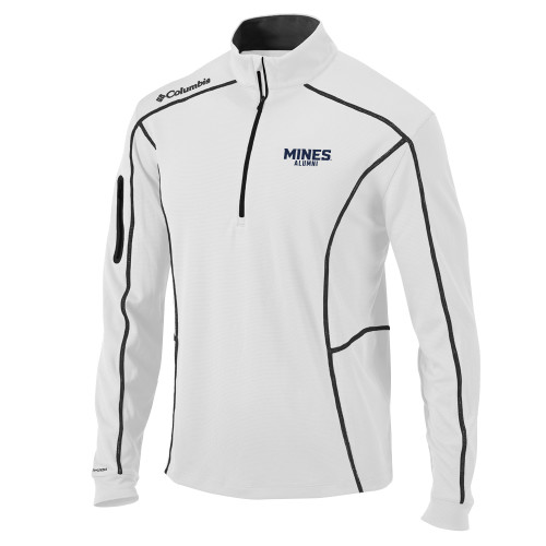  Columbia White Omni Wick Shotgun 1/4 Zip - Mines Alumni Stacked