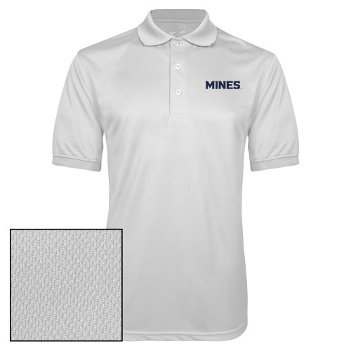  White Dry Mesh Polo - Mines Wordmark