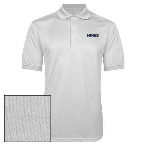  White Dry Mesh Polo - Mines Wordmark