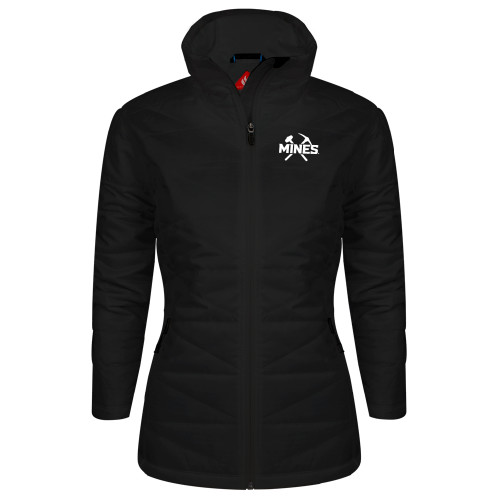  Columbia Womens Black Powder Lite Jacket - Colorado School of Mines Athletic Lockup